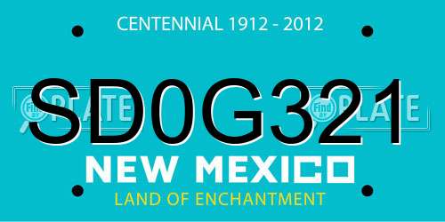 SD0G321 New Mexico License Plate