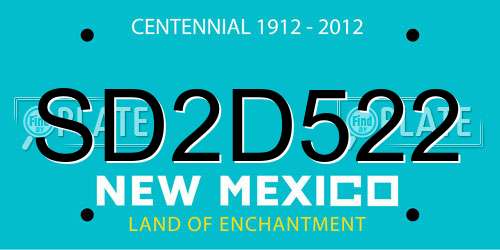 SD2D522 New Mexico License Plate