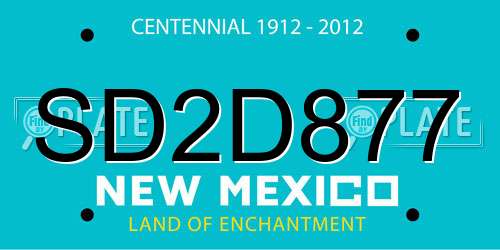 SD2D877 New Mexico License Plate