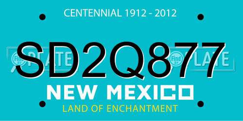 SD2Q877 New Mexico License Plate