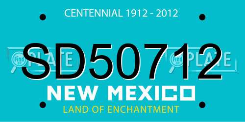 SD50712 New Mexico License Plate