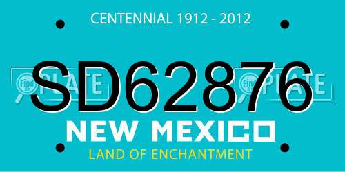 SD62876 New Mexico License Plate