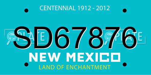 SD67876 New Mexico License Plate
