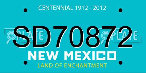 SD70872 New Mexico License Plate