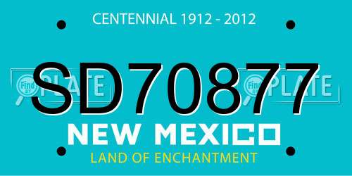 SD70877 New Mexico License Plate