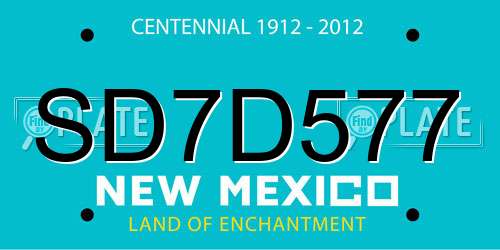 SD7D577 New Mexico License Plate