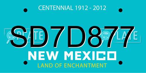 SD7D877 New Mexico License Plate
