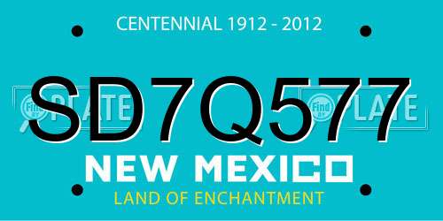 SD7Q577 New Mexico License Plate
