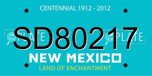 SD80217 New Mexico License Plate