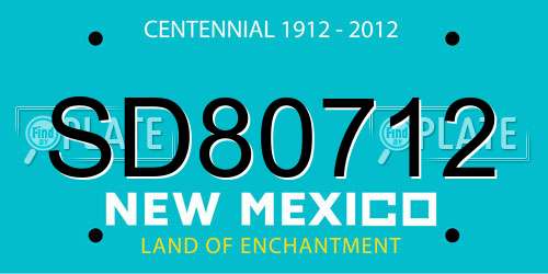 SD80712 New Mexico License Plate