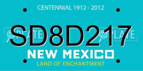 SD8D217 New Mexico License Plate