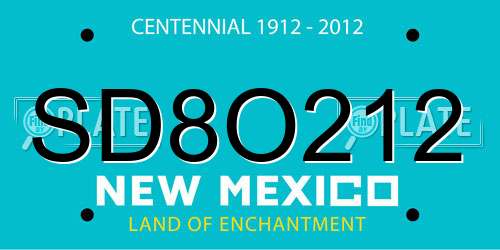 SD8O212 New Mexico License Plate