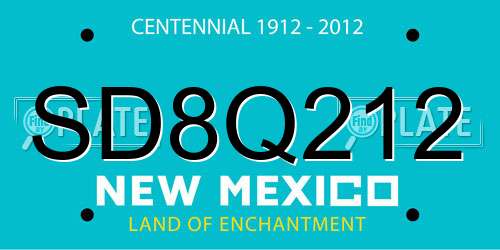 SD8Q212 New Mexico License Plate