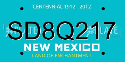 SD8Q217 New Mexico License Plate