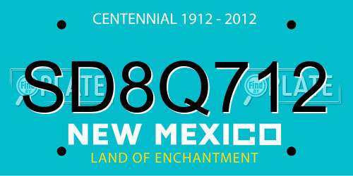SD8Q712 New Mexico License Plate