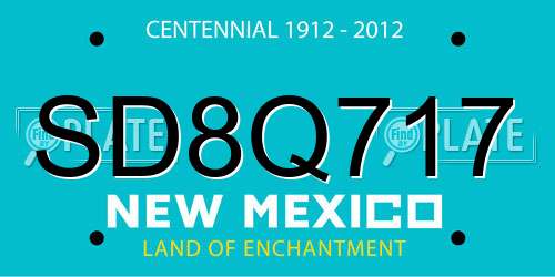 SD8Q717 New Mexico License Plate