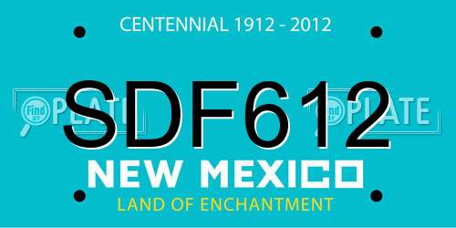 SDF612 New Mexico License Plate