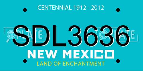 SDL3636 New Mexico License Plate