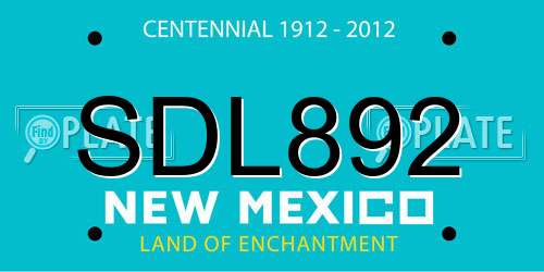 SDL892 New Mexico License Plate
