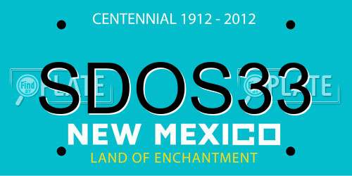 SDOS33 New Mexico License Plate