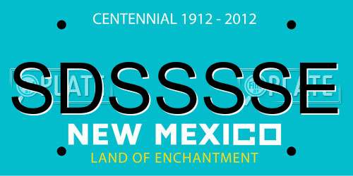 SDSSSSE New Mexico License Plate