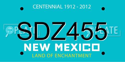 SDZ455 New Mexico License Plate