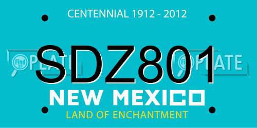 SDZ801 New Mexico License Plate