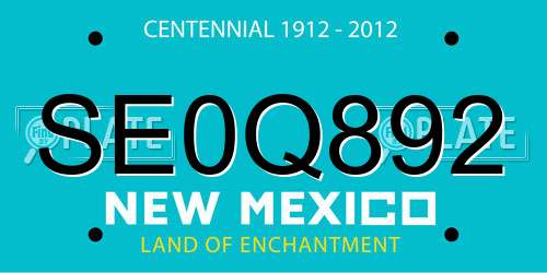 SE0Q892 New Mexico License Plate