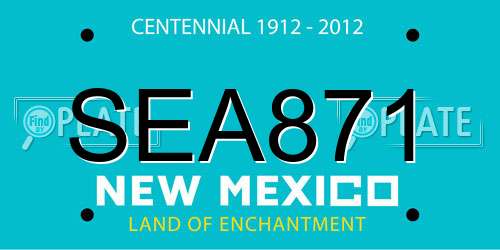 SEA871 New Mexico License Plate