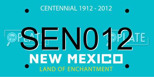SEN012 New Mexico License Plate