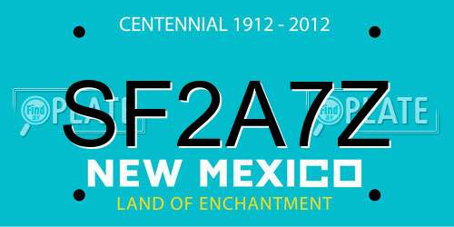SF2A7Z New Mexico License Plate