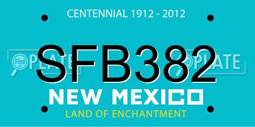 SFB382 New Mexico License Plate