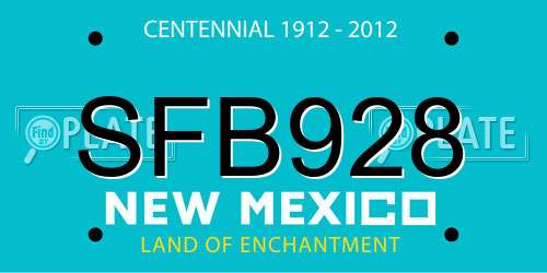 SFB928 New Mexico License Plate