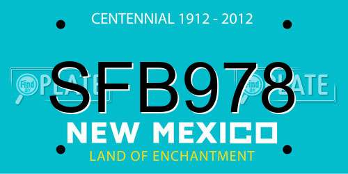 SFB978 New Mexico License Plate