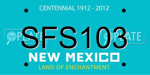 SFS103 New Mexico License Plate