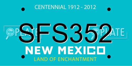 SFS352 New Mexico License Plate