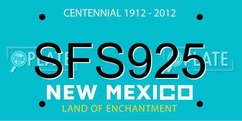 SFS925 New Mexico License Plate
