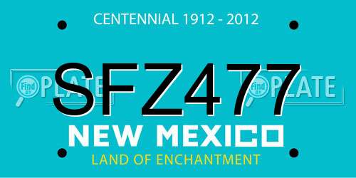 SFZ477 New Mexico License Plate