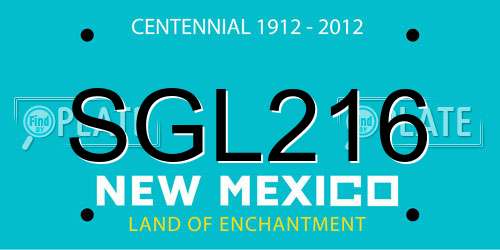 SGL216 New Mexico License Plate