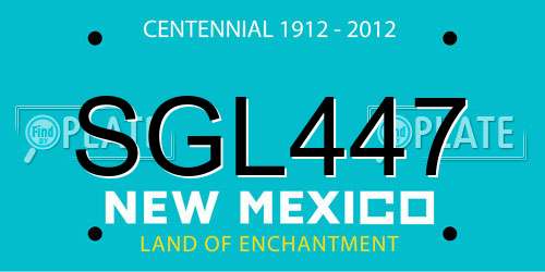 SGL447 New Mexico License Plate