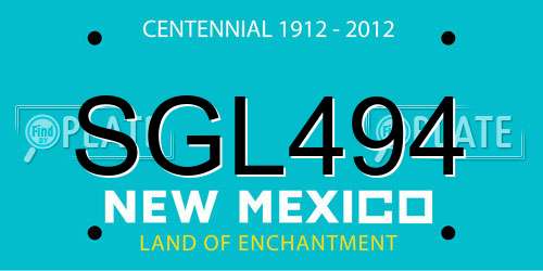 SGL494 New Mexico License Plate
