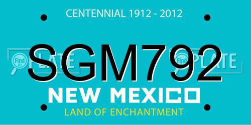SGM792 New Mexico License Plate