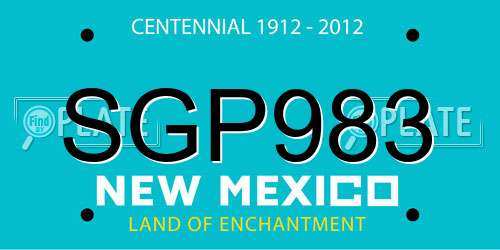 SGP983 New Mexico License Plate