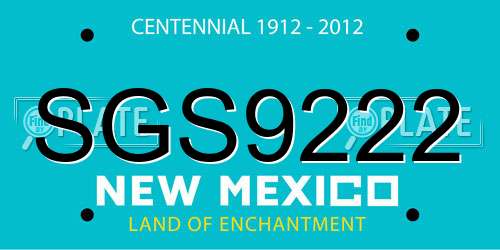 SGS9222 New Mexico License Plate