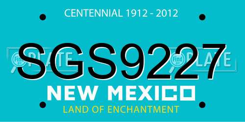 SGS9227 New Mexico License Plate