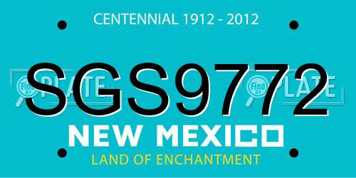 SGS9772 New Mexico License Plate