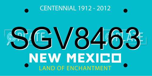 SGV8463 New Mexico License Plate