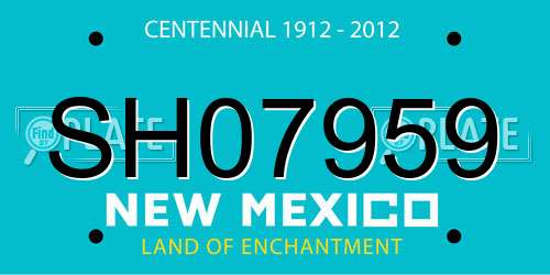 SH07959 New Mexico License Plate