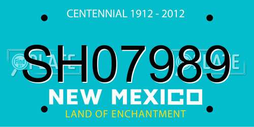 SH07989 New Mexico License Plate
