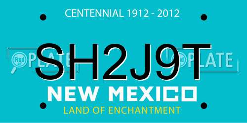 SH2J9T New Mexico License Plate
